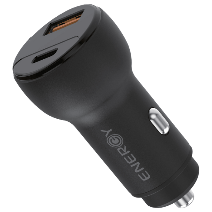 מטען לרכב Energy Swift PD 66W כולל כבל USB-C to Lightning באורך 0.8 מטר - צבע שחור שנתיים אחריות עי היבואן הרשמי