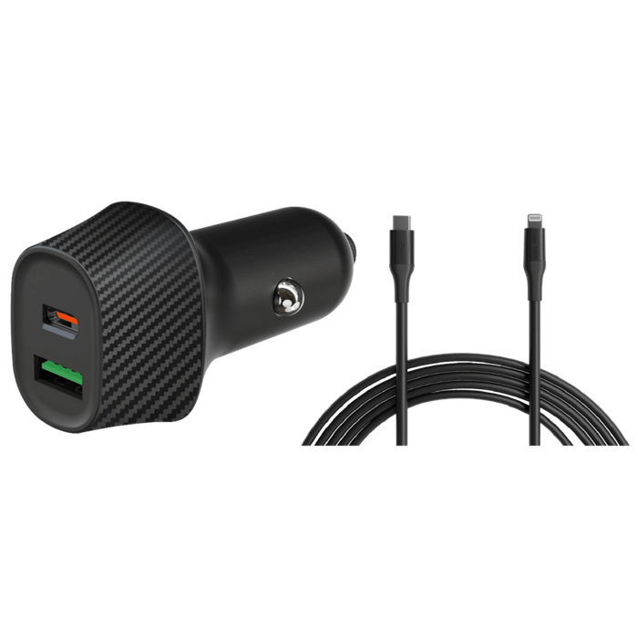 מטען רכב Mower 38W כולל כבל USB-C to Lightning - צבע שחור שנה אחריות עי היבואן הרשמי