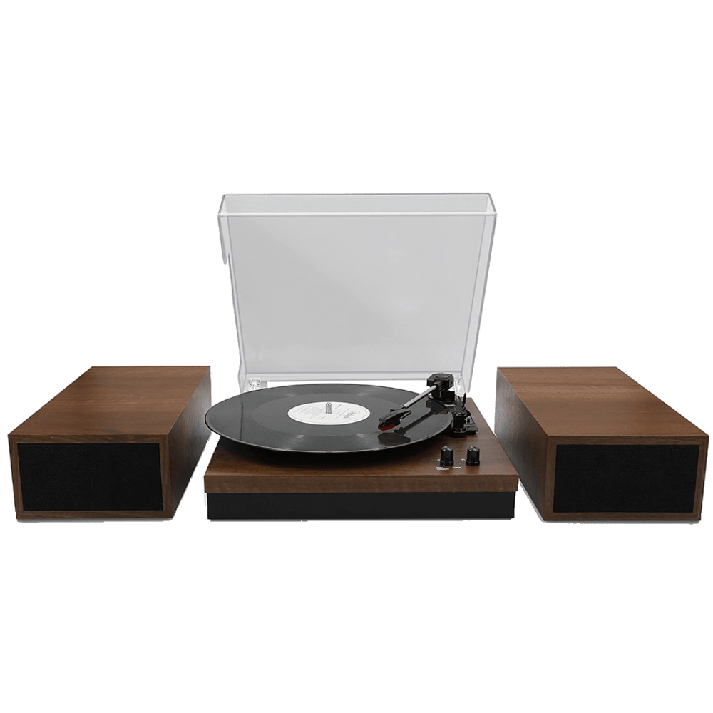 פטיפון Bluetooth עם רמקולים סטריאו וכיסוי Pure acoustics TT-45 - צבע עץ רטרו שנה אחריות ע