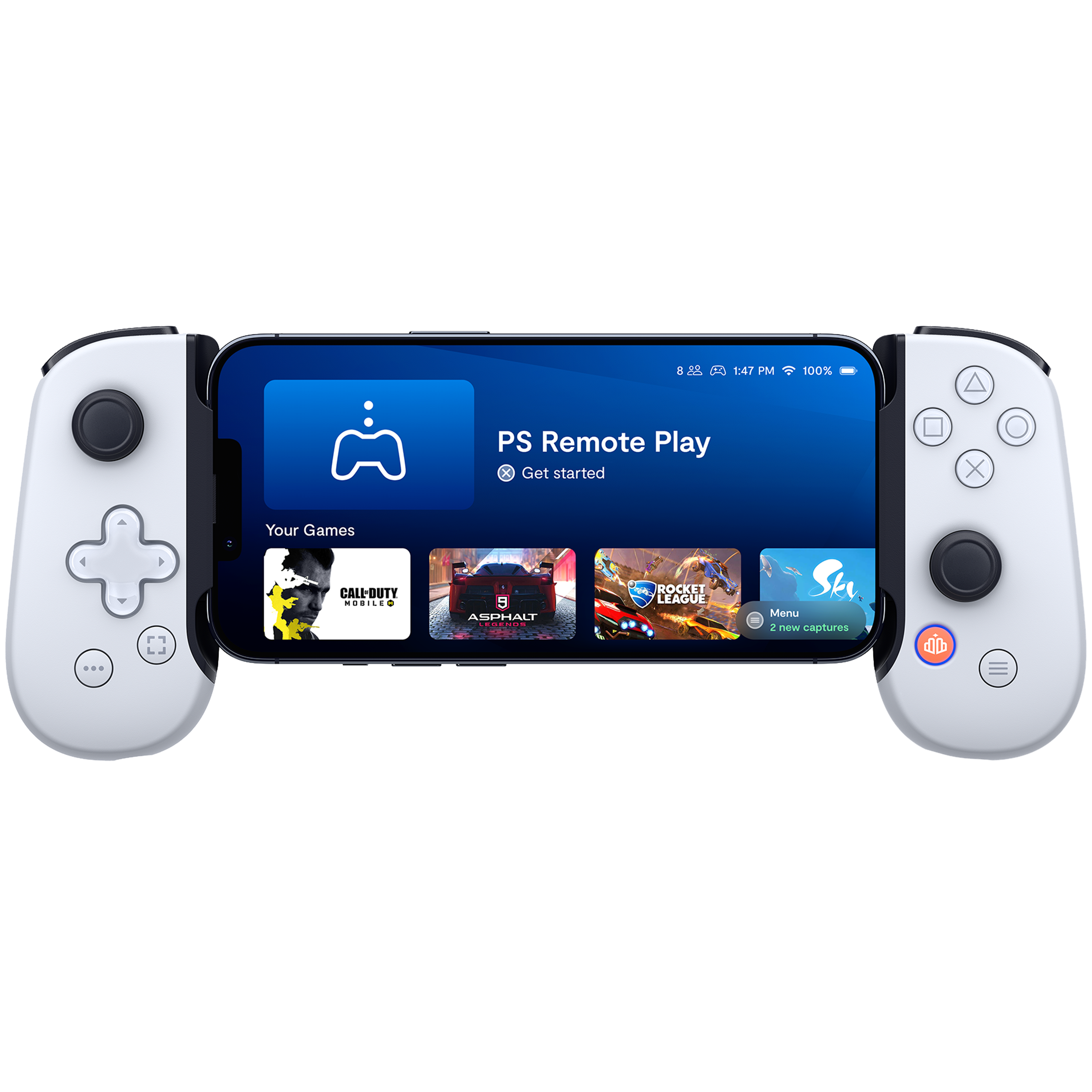בקר משחק לאייפון Backbone One For iPhone PlayStation Edition - צבע לבן שנה אחריות ע