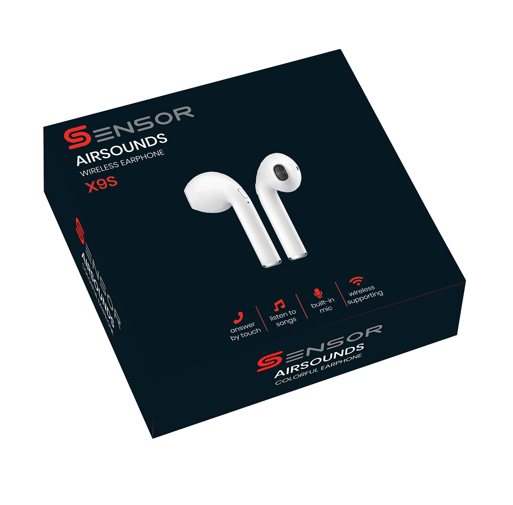 אוזניות אלחוטיות בלוטוס דגם Sensor Airsounds X9S - צבע לבן