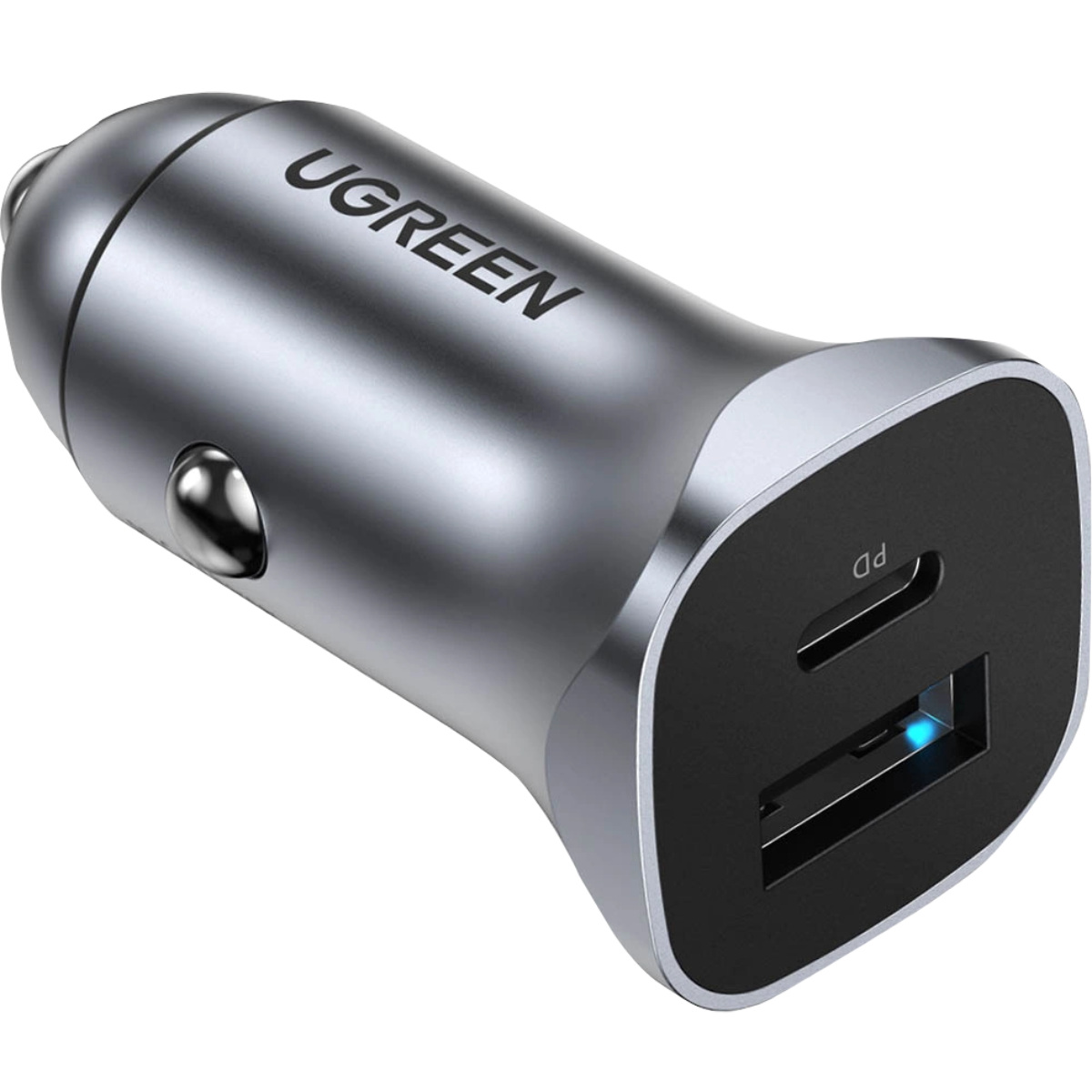 מטען לרכב 2 יציאות Ugreen CD130 30W PD - צבע אפור שנה אחריות ע