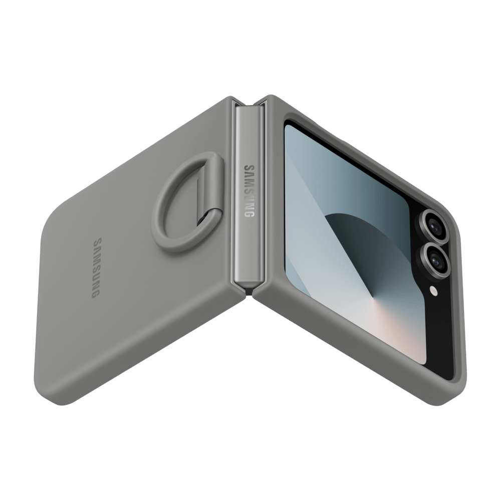 כיסוי Silicone עם טבעת נשלפת ל-Samsung Galaxy Z Flip 6 - צבע אפור