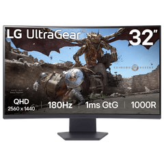 מסך מחשב גיימינג קעור 32'' LG UltraGear 32GS60QC-B FreeSync VA QHD 1ms 180Hz - צבע שחור שלוש שנות אחריות ע"י היבואן הרשמי