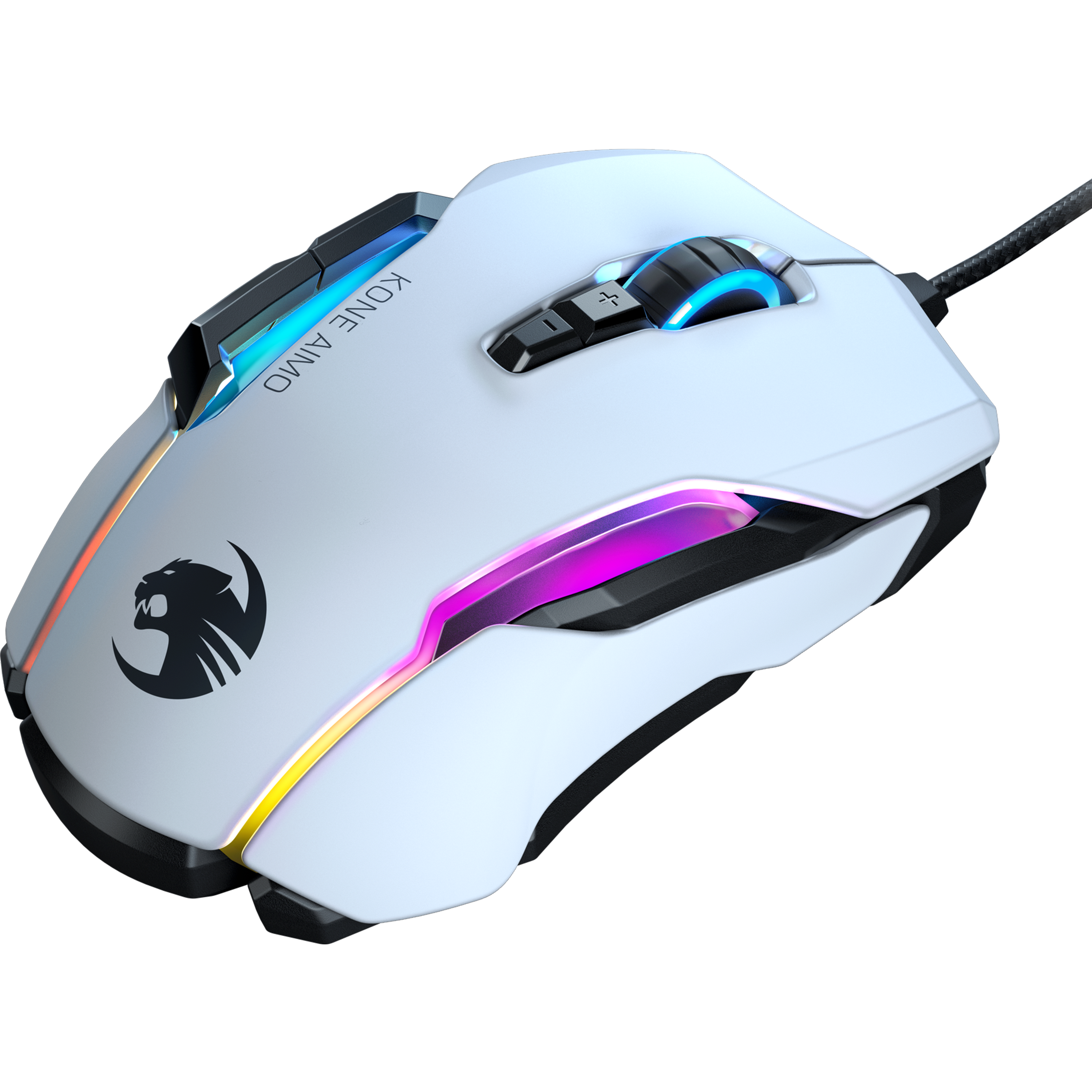 עכבר גיימינג חוטי Roccat Kone AIMO Remastered - צבע לבן שנה אחריות ע