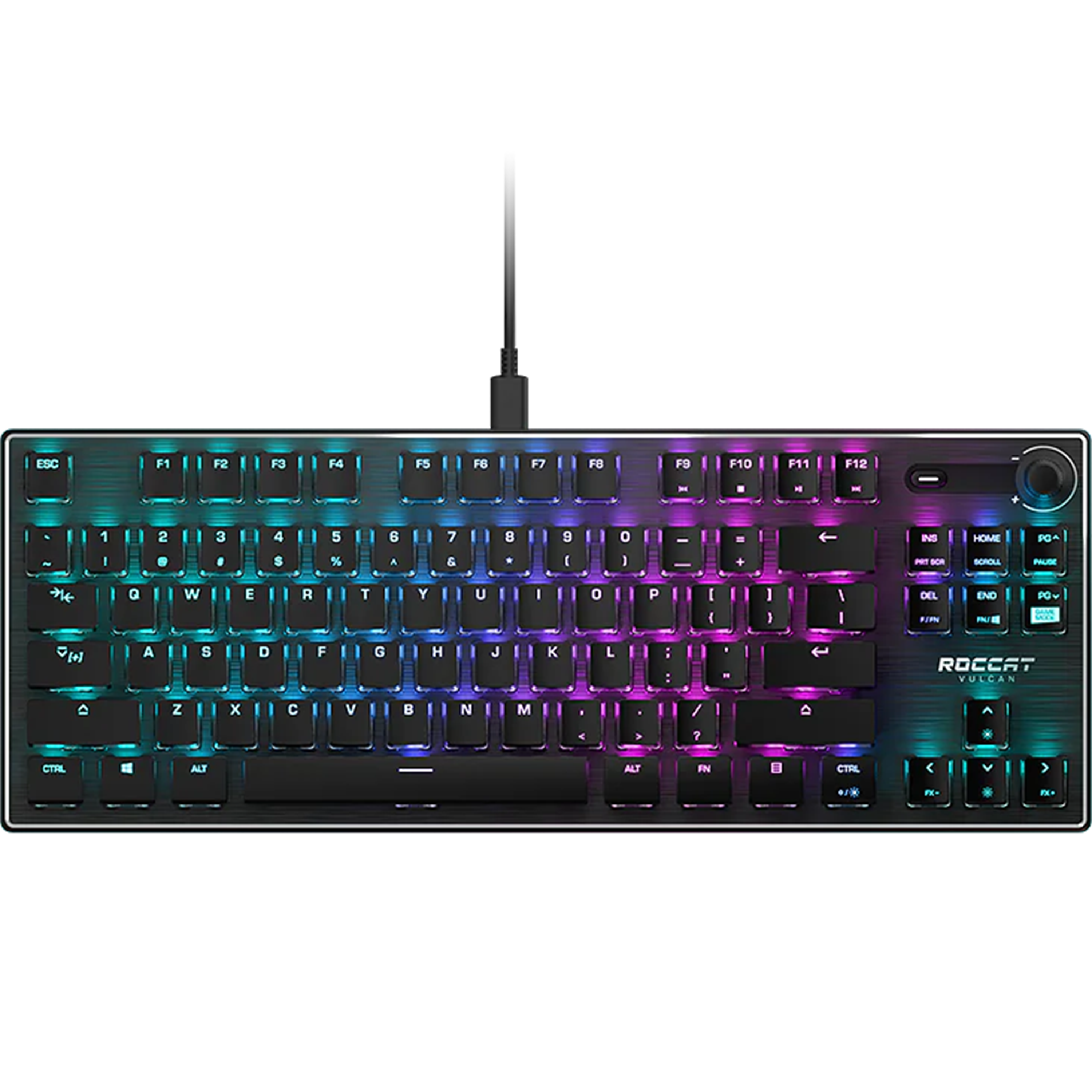 מקלדת גיימינג מכאנית קצרה Roccat Vulcan TKL Linear Red Switch RGB - צבע שחור שנה אחריות ע