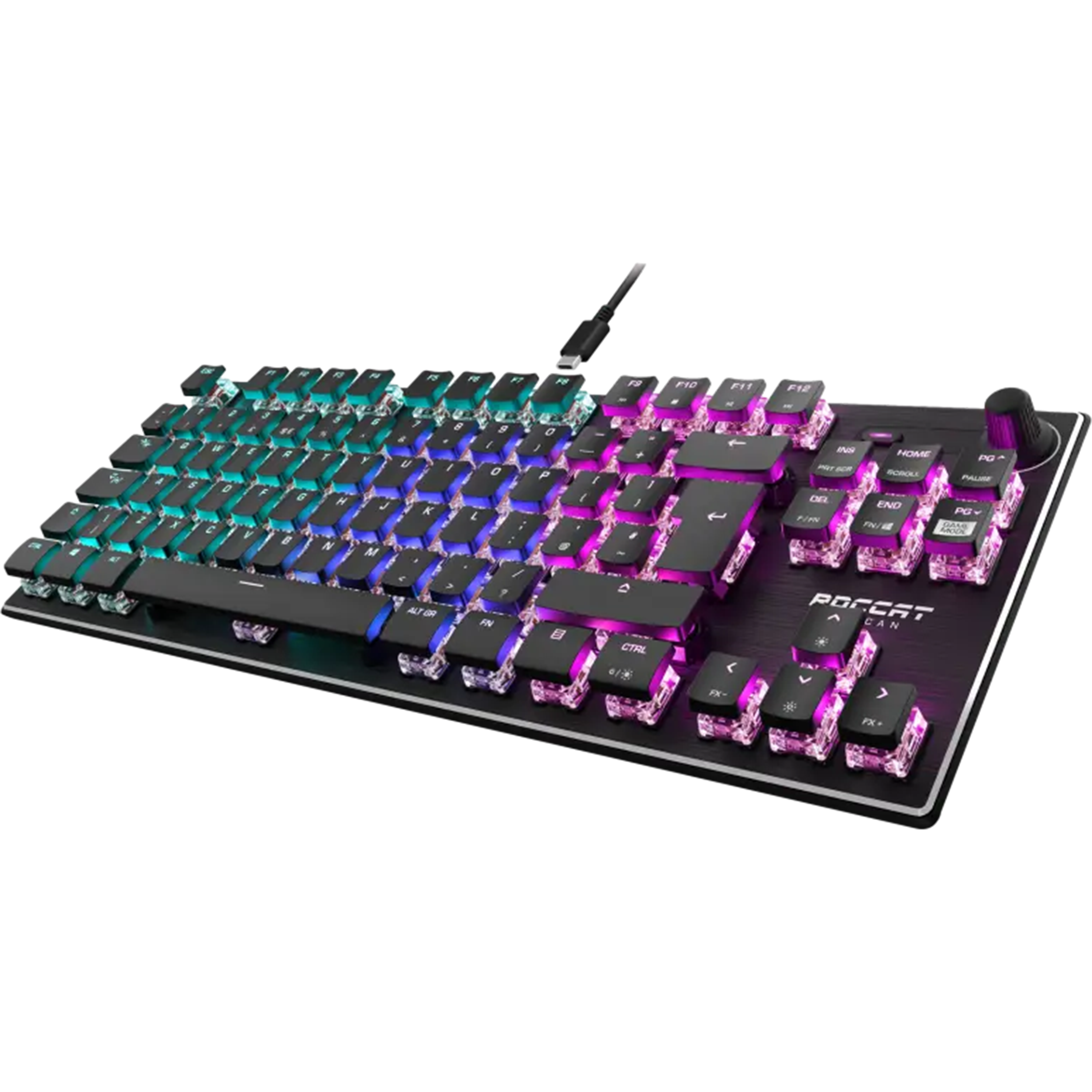 מקלדת גיימינג מכאנית קצרה Roccat Vulcan TKL Linear Red Switch RGB - צבע שחור שנה אחריות ע
