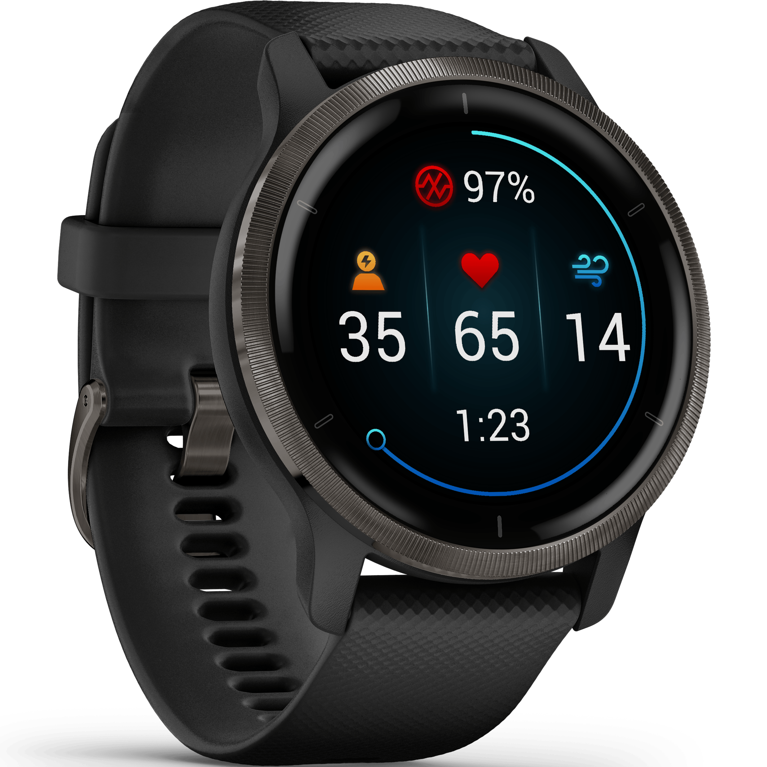 שעון ספורט חכם Garmin Venu 2 GPS 45.4mm - צבע שחור שנתיים אחריות ע