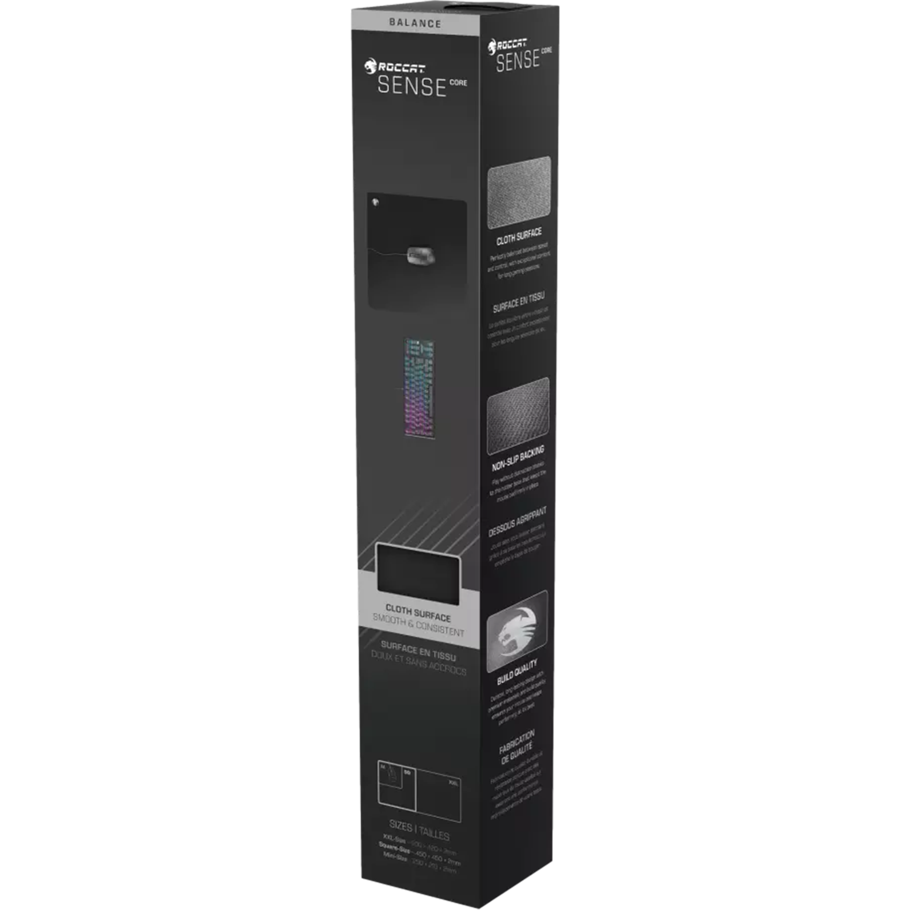 משטח גיימינג לעכבר Roccat Sense Core Square - צבע שחור