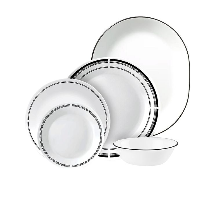 סט צלחות קורל 25 חלקים ל-6 סועדים דגם Brasserie תוצרת קורנינג ארהב – הצלחות הדקות והחזקות בעולם!