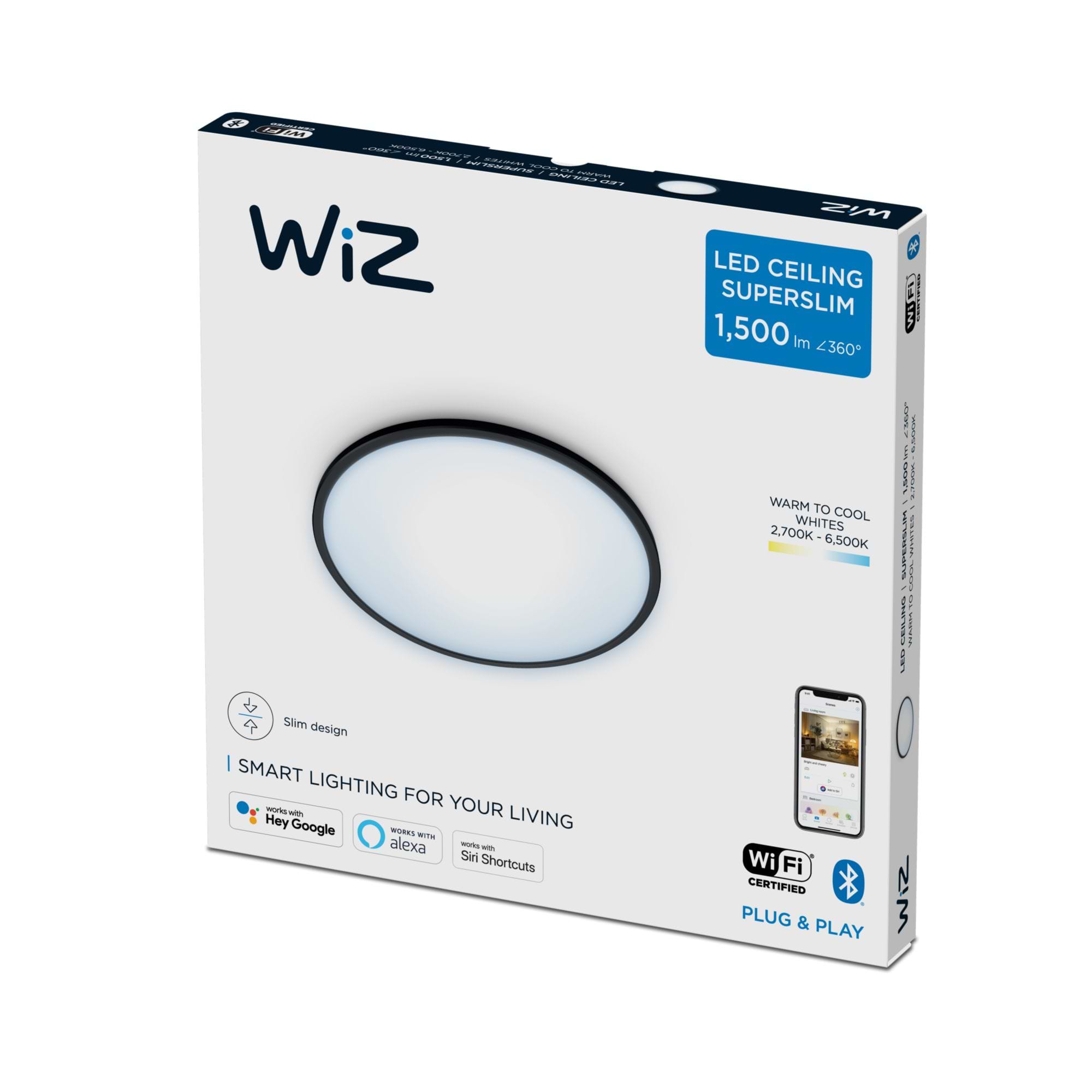  צמוד תקרה חכם Wiz SuperSlim WiZ Ceiling 16W B RD TW - צבע שחור שנתיים אחריות ע
