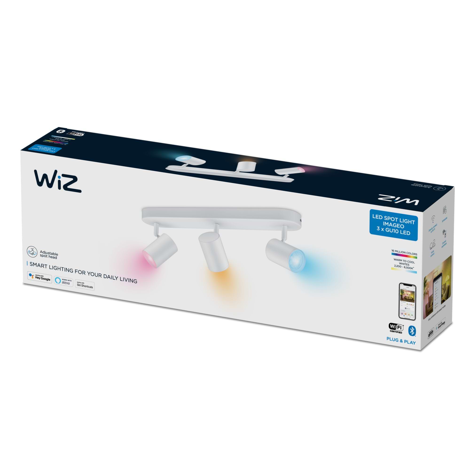גוף תאורה עם 3 ראשי ספוט חכם Wiz IMAGEO WiZ Spots 3x5W W RGB - צבע לבן שנתיים אחריות ע