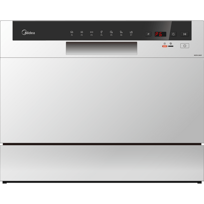 מדיח כלים על השיש 6 מערכות כלים Midea WQP6-3602F/6475 - גימור לבן אחריות עי היבואן הרשמי