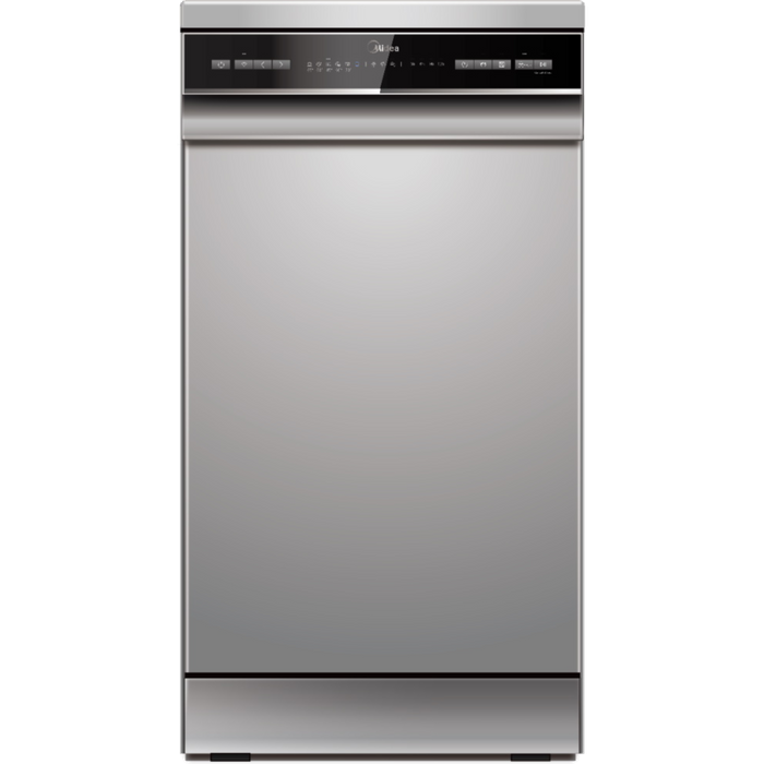 מדיח כלים עומד צר 10 מערכות כלים Midea WQP8-W7634C/6470 - צבע כסוף אחריות עי היבואן הרשמי