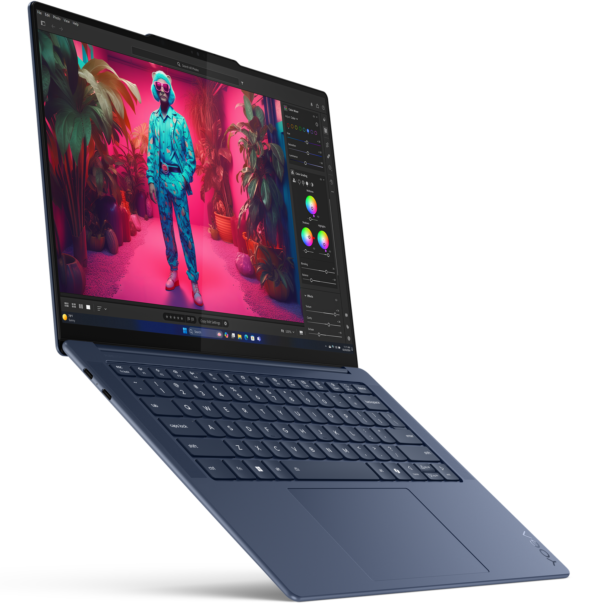 מחשב נייד עם מסך מגע Lenovo Yoga Slim 7 14Q8X9 - 83ED003EIV - Snapdragon X Elite X1E-78-100 1TB SSD 32GB RAM Windows 11 - צבע כחול שלוש שנות אחריות ע