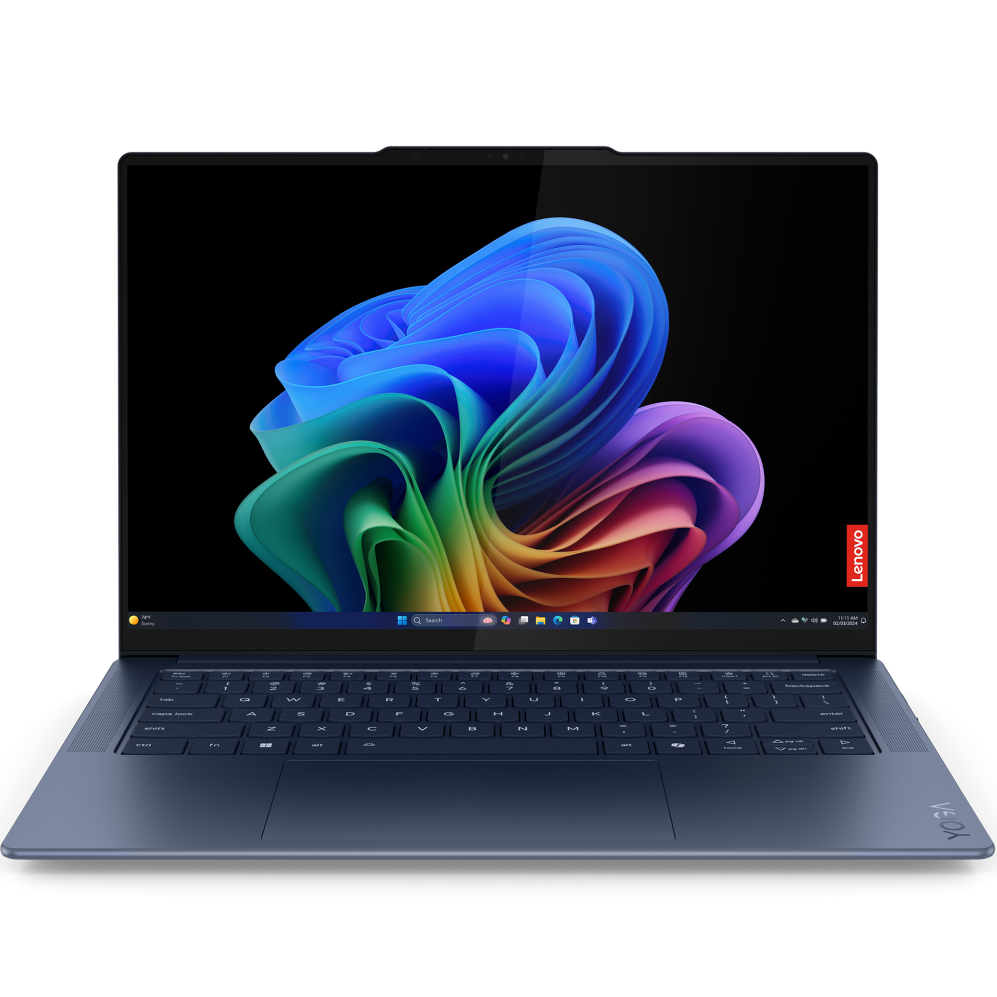 מחשב נייד עם מסך מגע Lenovo Yoga Slim 7 14Q8X9 - 83ED003EIV - Snapdragon X Elite X1E-78-100 1TB SSD 32GB RAM Windows 11 - צבע כחול שלוש שנות אחריות ע