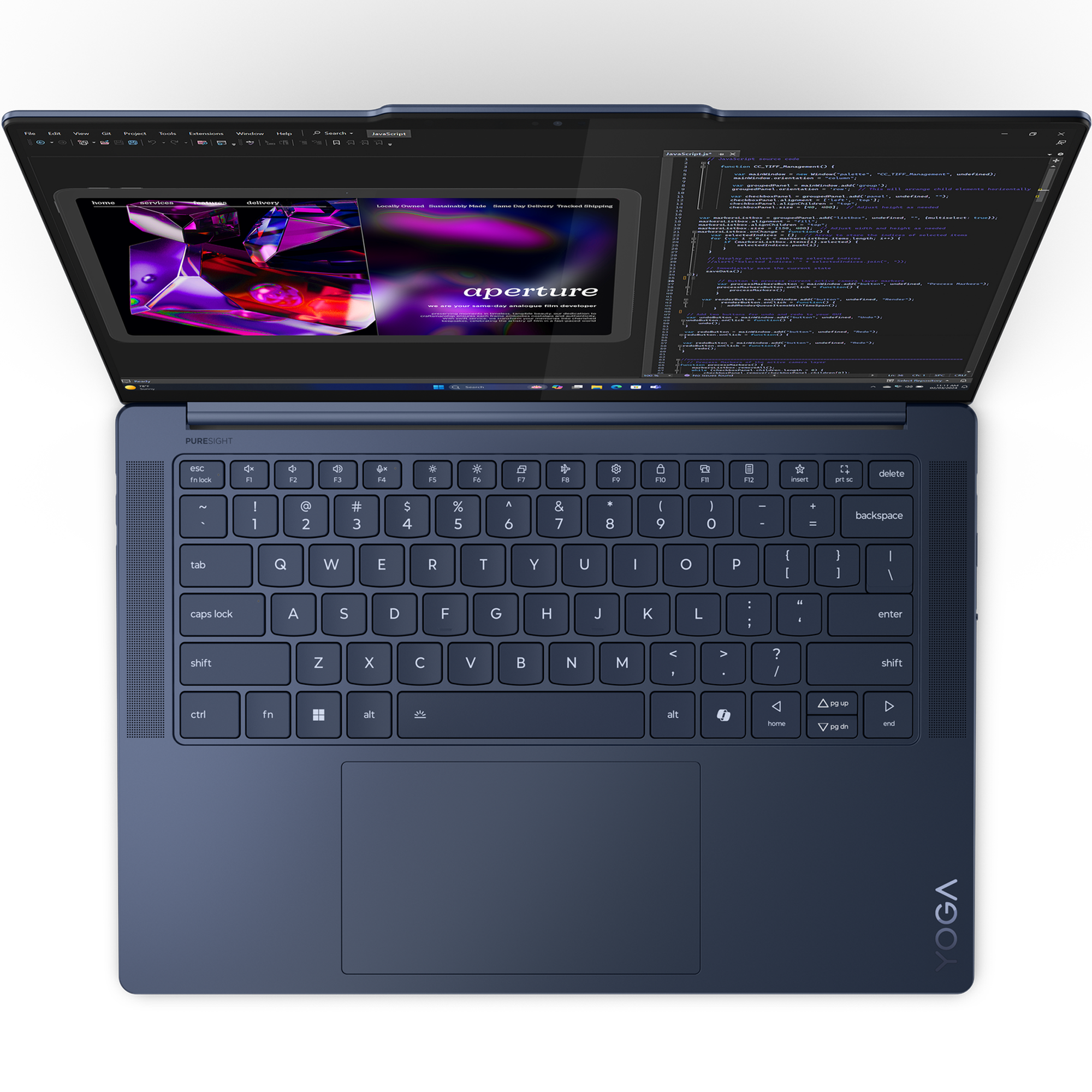מחשב נייד עם מסך מגע Lenovo Yoga Slim 7 14Q8X9 - 83ED003EIV - Snapdragon X Elite X1E-78-100 1TB SSD 32GB RAM Windows 11 - צבע כחול שלוש שנות אחריות ע
