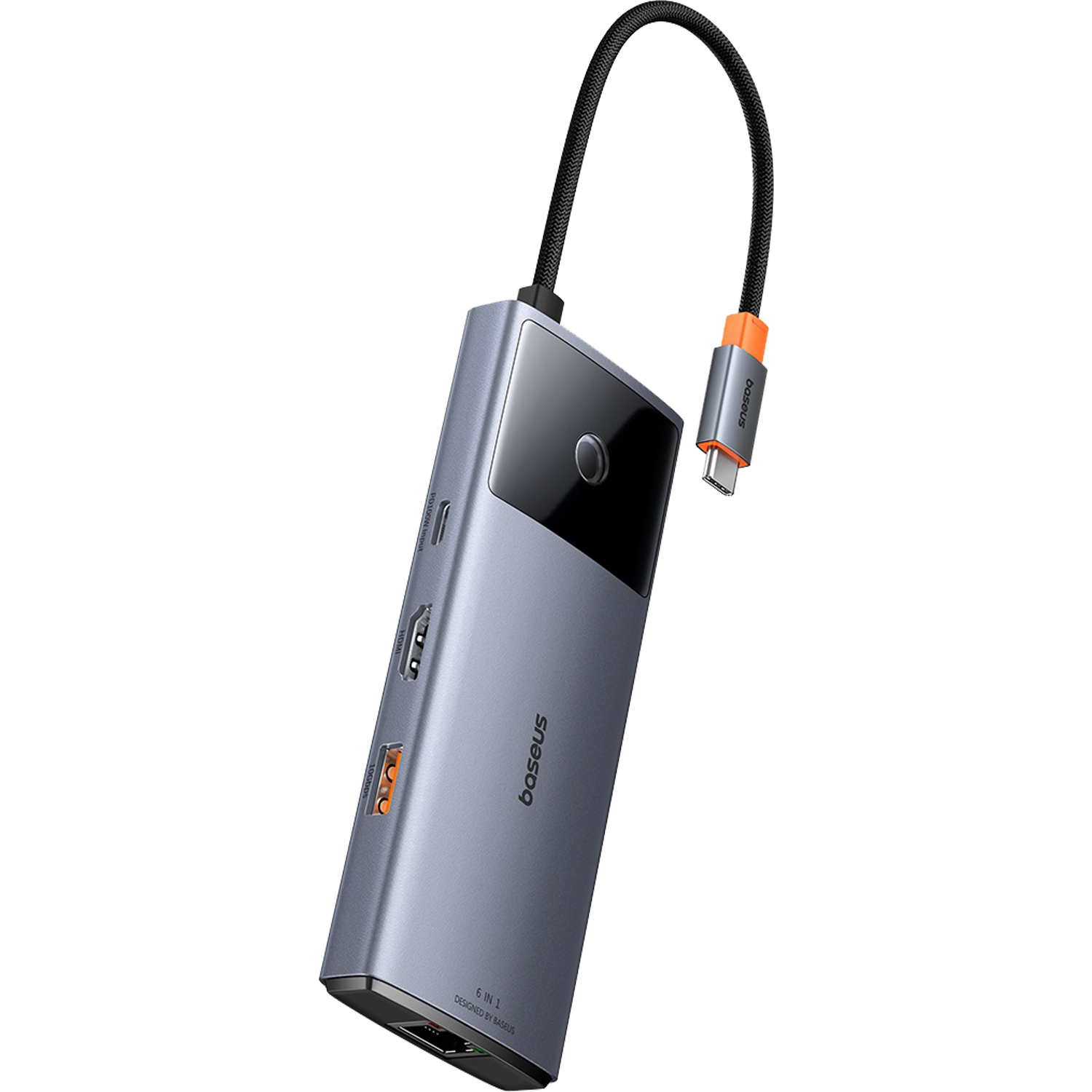 תחנת עגינה Baseus Metal Gleam Series II 6-in-1 - צבע אפור שנה אחריות ע