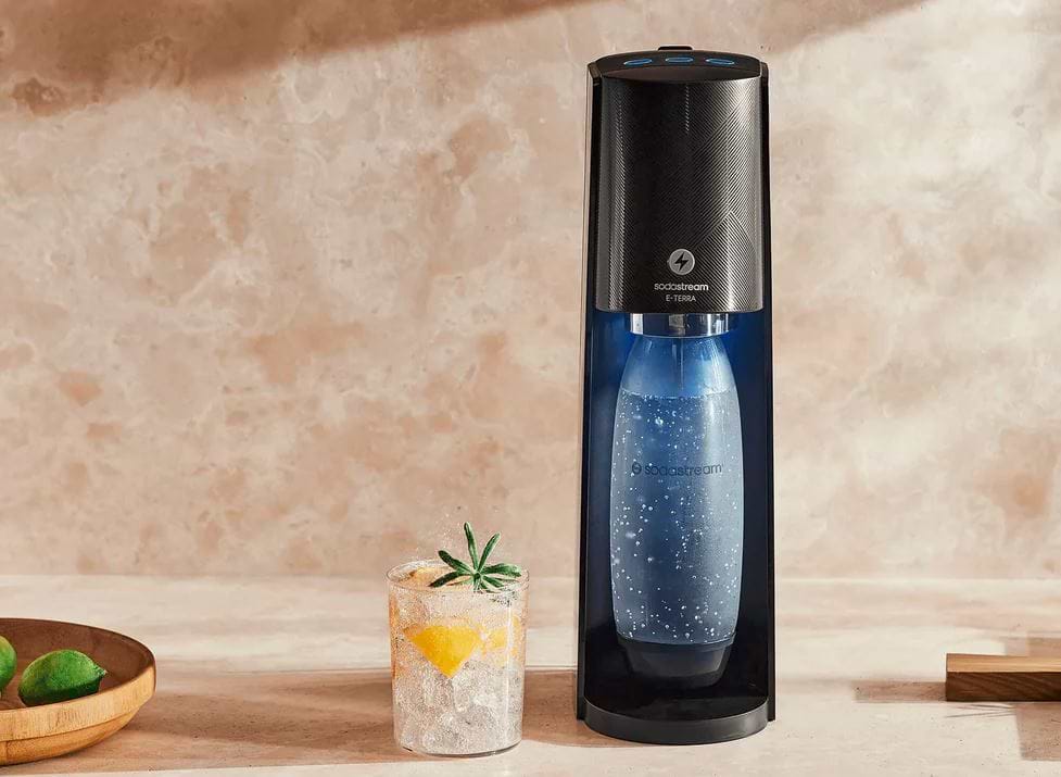 מכשיר סודה סטרים E-TERRA שחור Sodastream - שנה אחריות ע"י היבואן הרשמי 