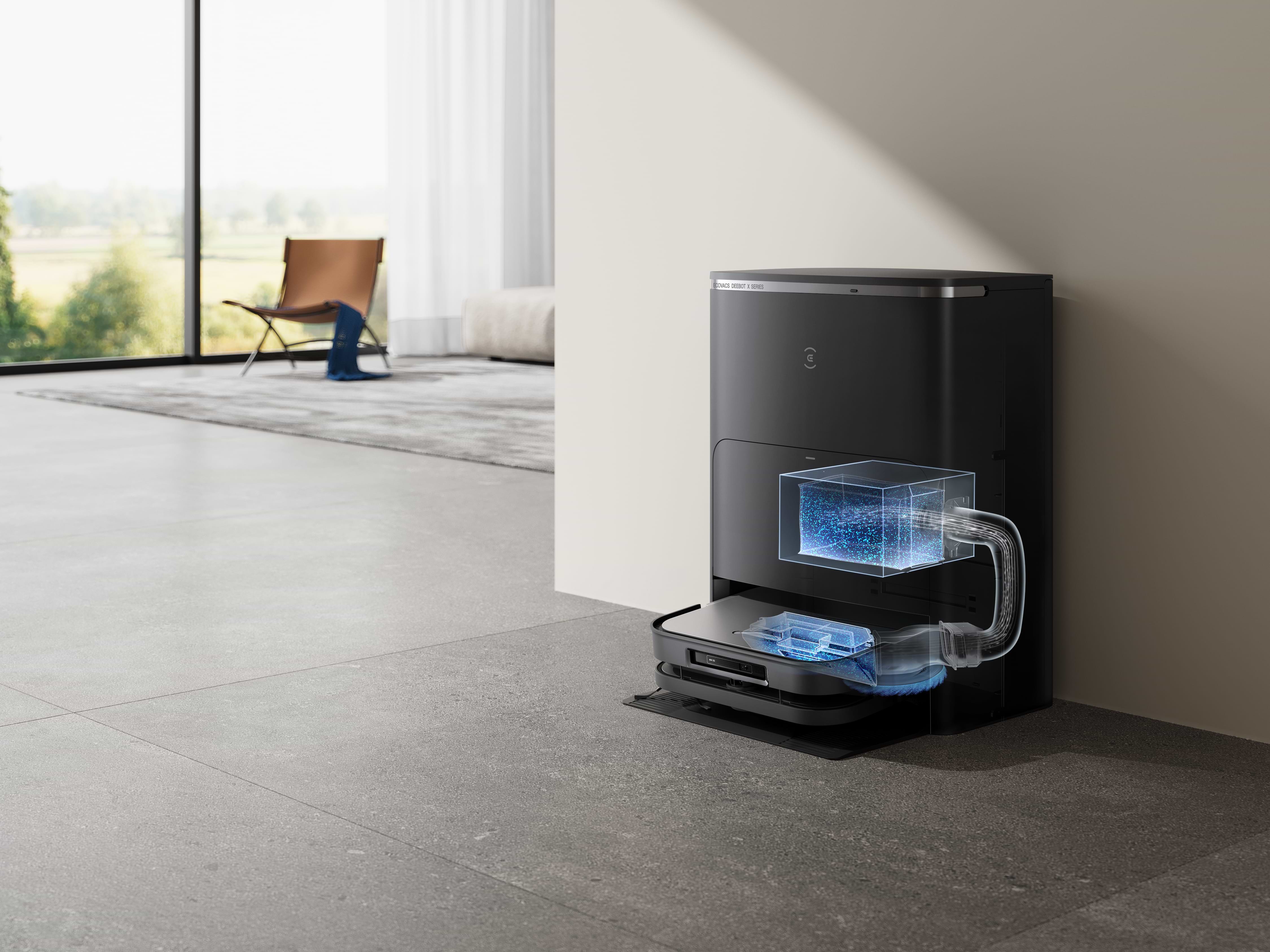 שואב רובוטי חכם עם תחנת עגינה Ecovacs Deebot X5 Pro Omni - צבע לבן שנתיים אחריות ע"י רונלייט היבואן הרשמי 