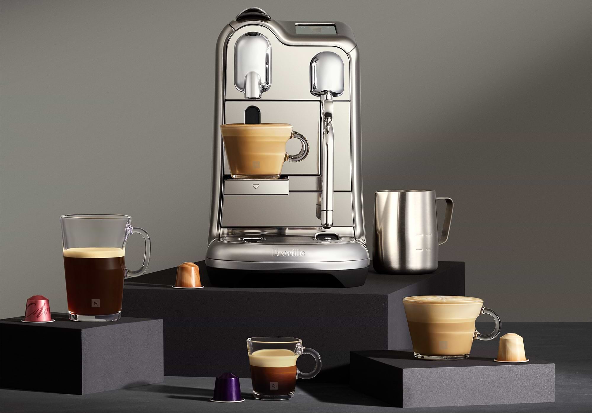 מכונת קפה Nespresso J620 Creatista Pro - צבע נירוסטה שנה אחריות ע"י היבואן הרשמי