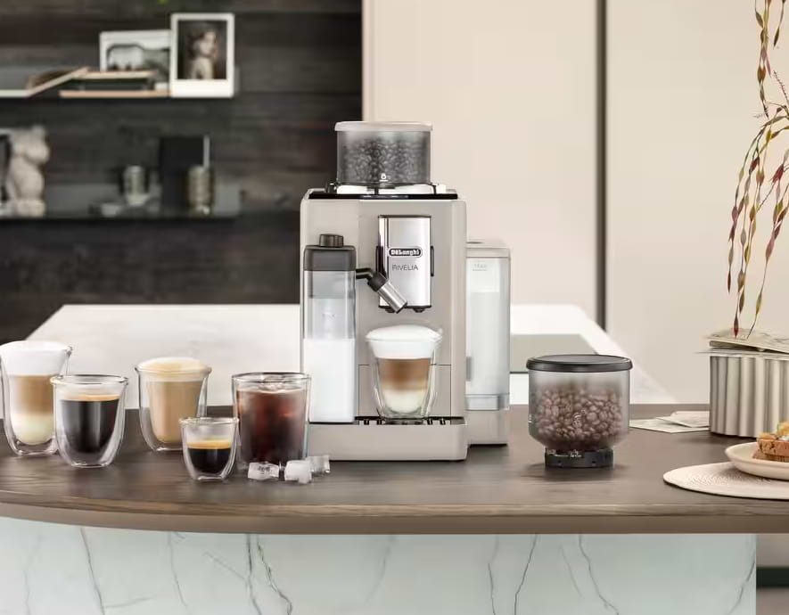 מכונת קפה אספרסו אוטומטית Delonghi EXAM440.55.BG Rivelia - צבע קרם אחריות ע"י היבואן הרשמי 