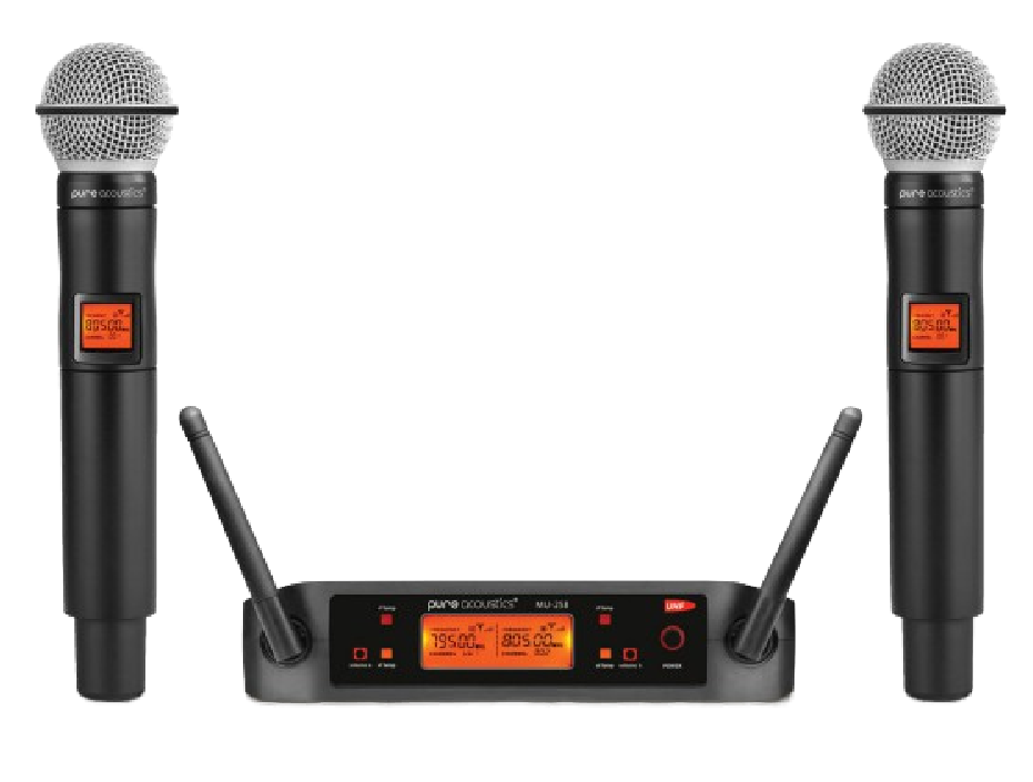 מיקרופונים אלחוטיים Pure Acoustics MU258 UHF - צבע שחור שנה אחריות ע"י היבואן רשמי