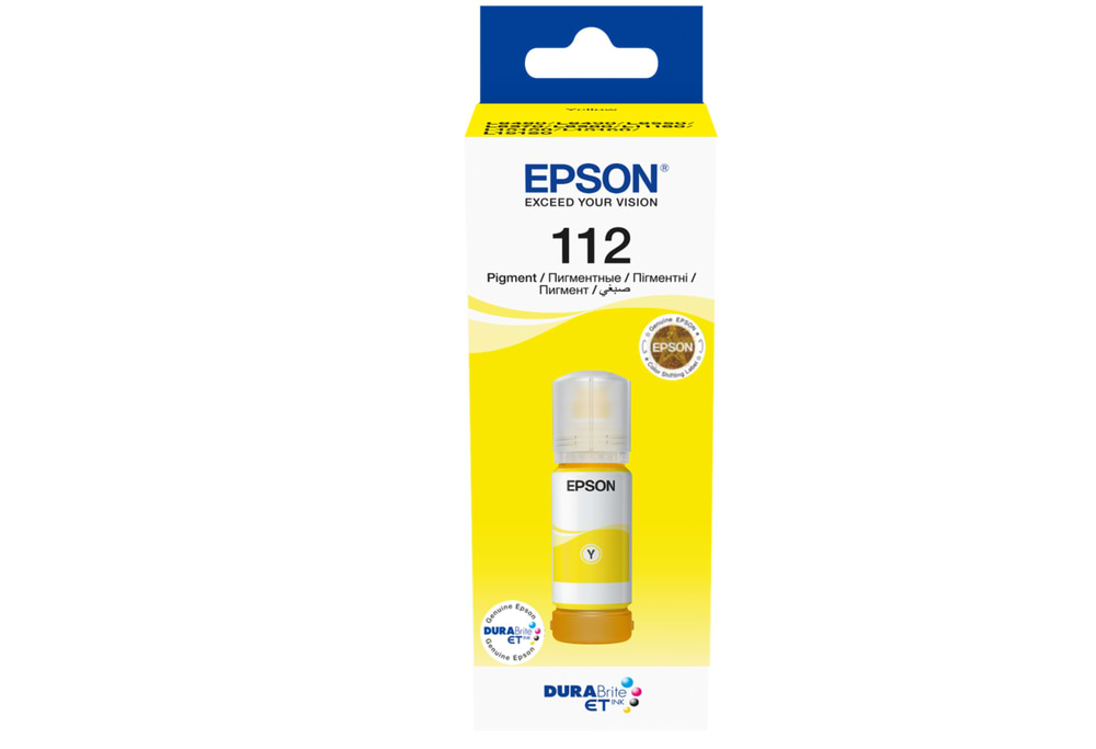 בקבוק דיו מקורי 65 מ"ל Epson EcoTank 112 Yellow Ink Bottle - צבע צהוב