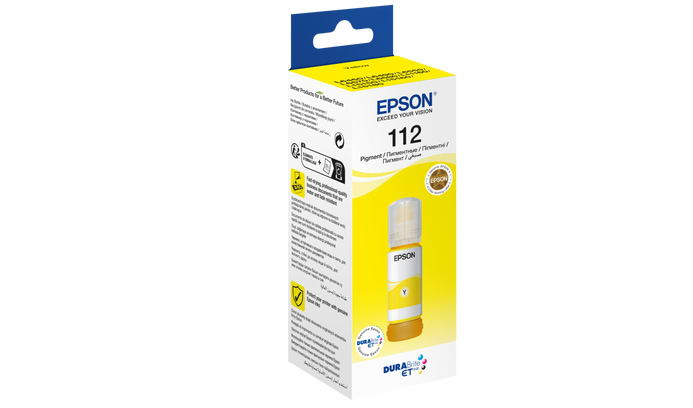 בקבוק דיו מקורי 65 מ"ל Epson EcoTank 112 Yellow Ink Bottle - צבע צהוב