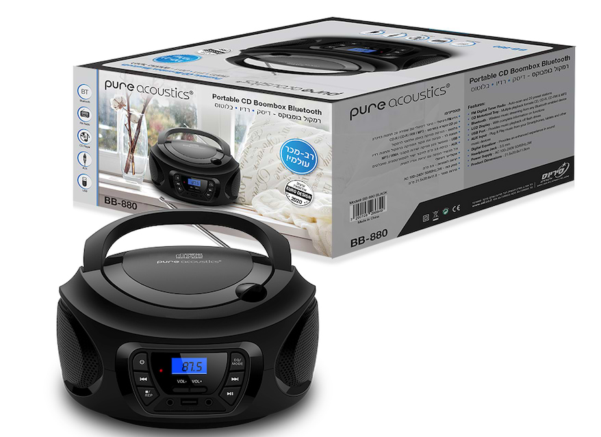 רדיו דיסק Pure Acoustic BB-880 - צבע שחור שנה אחריות ע"י היבואן הרשמי 