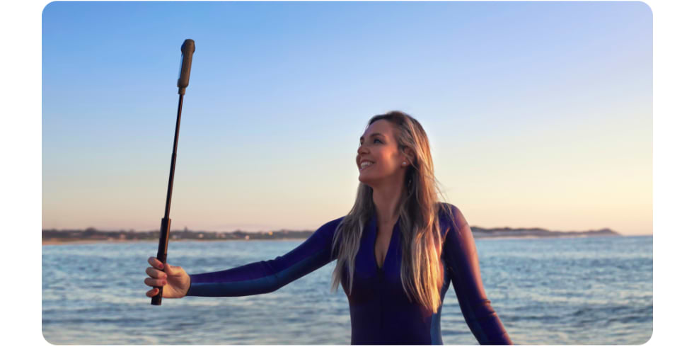מוט סלפי בלתי נראה Insta360 114cm Invisible Selfie Stick - צבע שחור שנה אחריות ע"י היבואן הרשמי