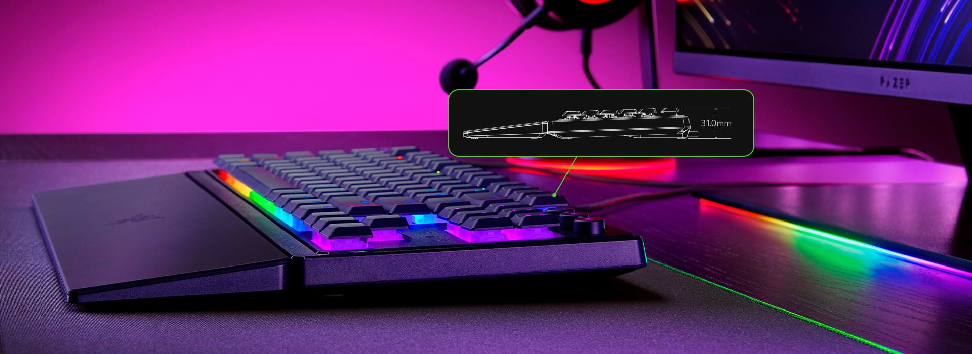 מקלדת חוטית Razer Ornata V3 Tenkeyless - צבע שחור שנתיים אחריות יבואן רשמי