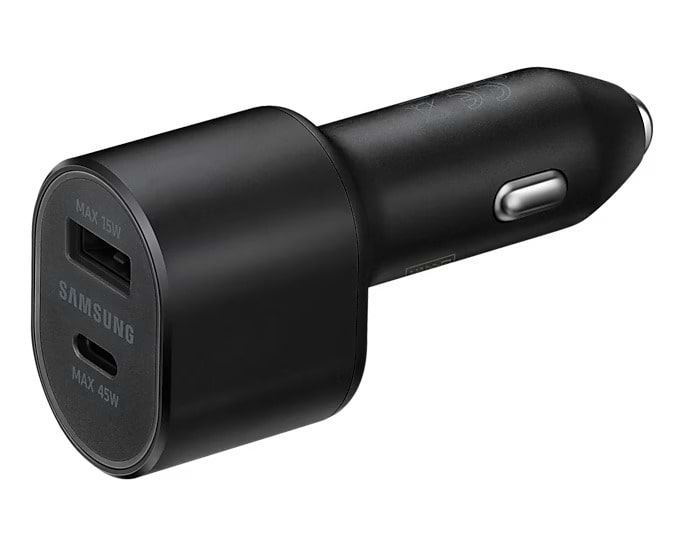 מטען כפול מקורי לרכב Samsung 45W+15W - צבע שחור שנה אחריות ע"י היבואן הרשמי