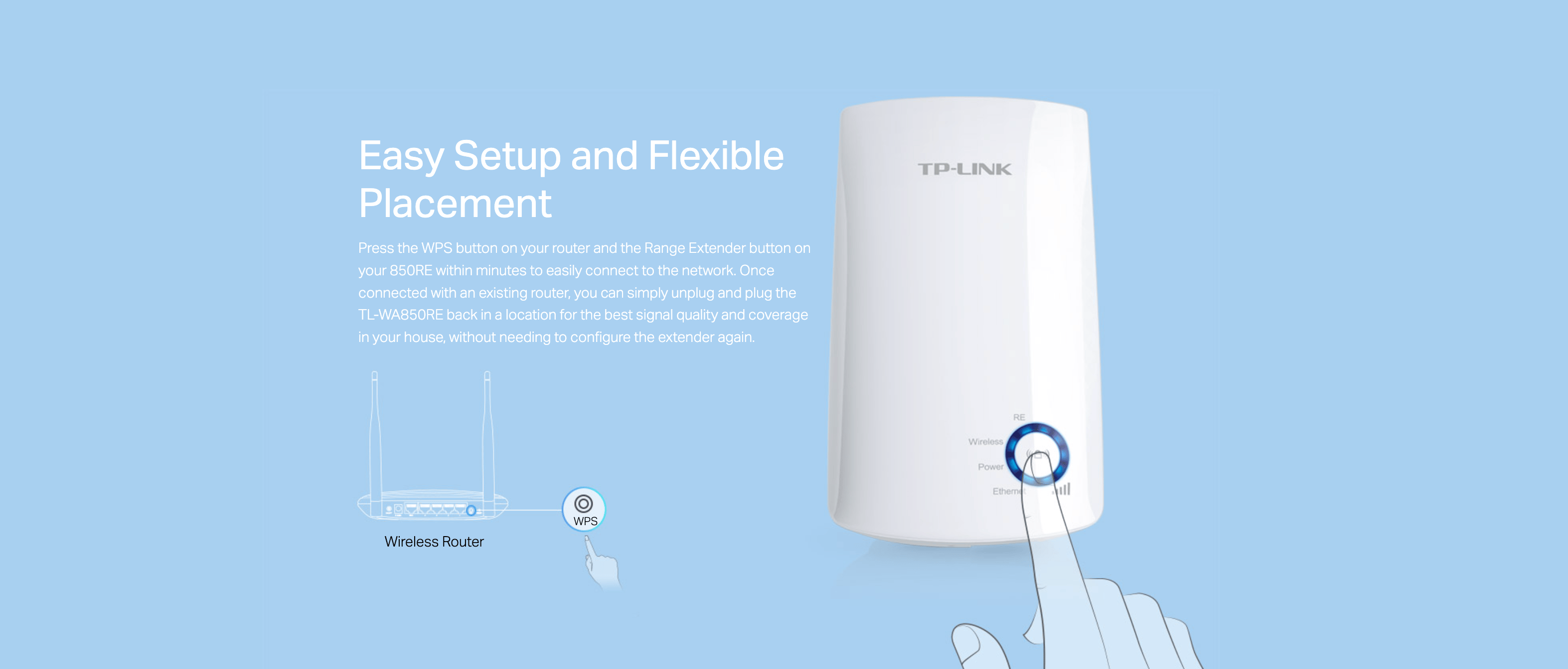 מגדיל טווח TP-Link TL-WA850RE 300Mbps - צבע לבן שלוש שנות אחריות ע"י היבואן הרשמי