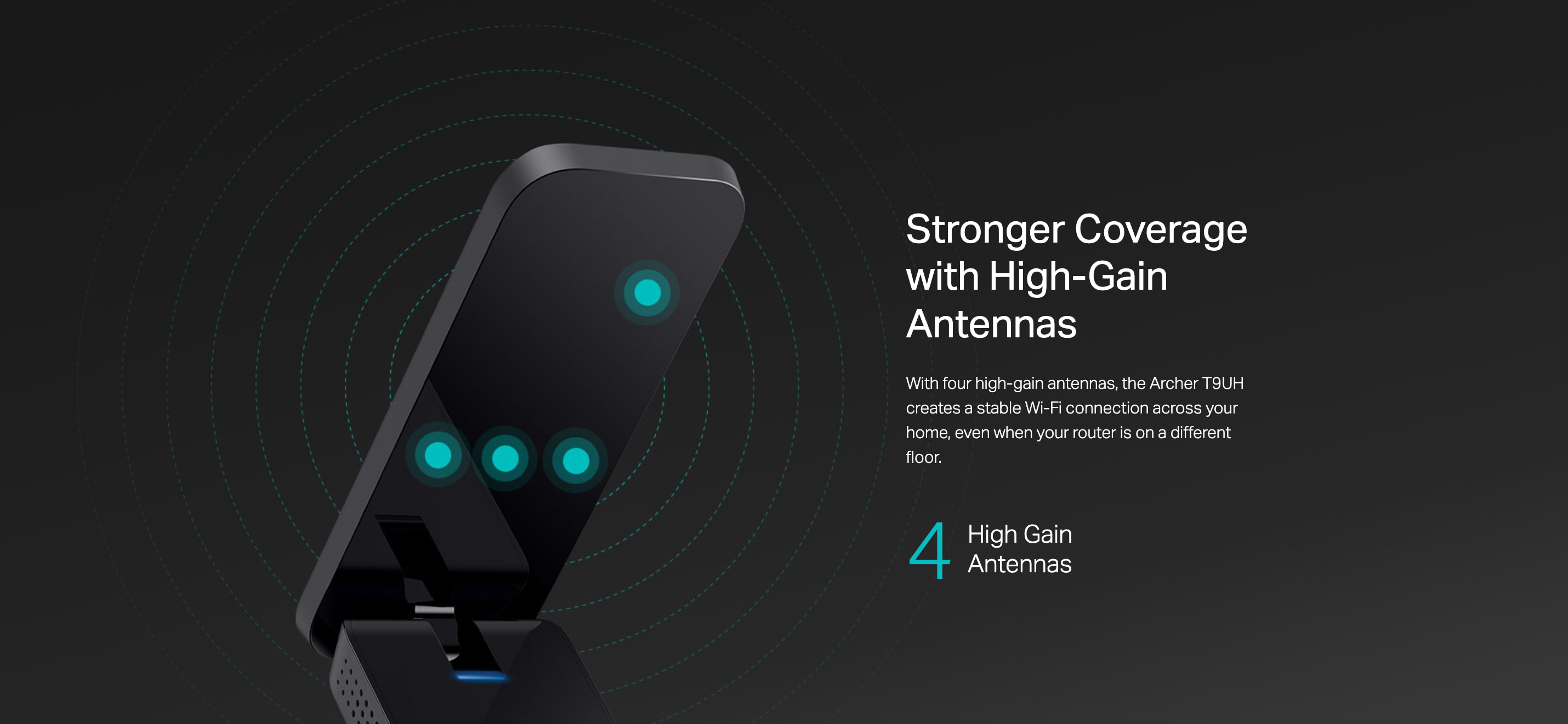 ‏ראוטר TP-Link Archer T9UH AC1900 High Gain Wi-Fi USB Adapter - צבע שחור שלוש שנות אחריות ע"י היבואן הרשמי