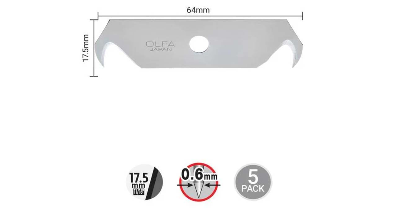 מארז 5 להבי קרס לסכין בטיחות קפיצית SK-5 HOB-2/5 Olfa