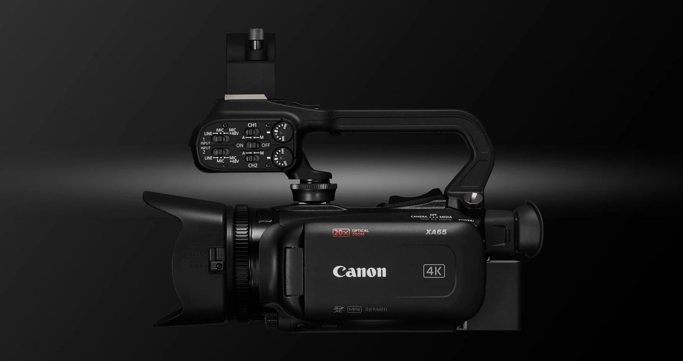 מצלמת וידאו מקצועית Canon XA65 UHD 4K - צבע שחור שלוש שנות אחריות ע"י היבואן הרשמי