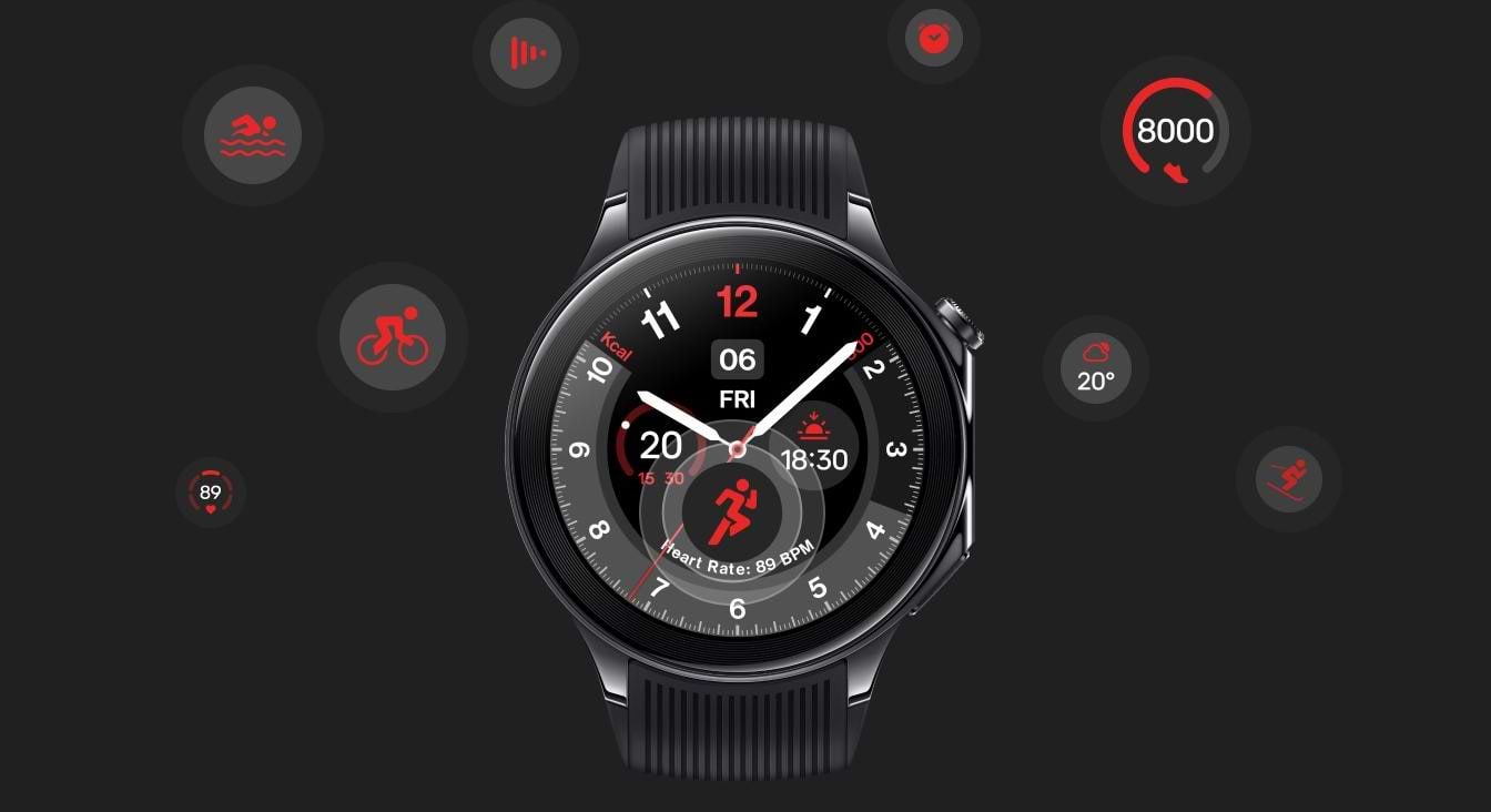 שעון חכם OnePlus Watch 2 47mm - צבע שחור פלדה שנה אחריות ע"י היבואן הרשמי
