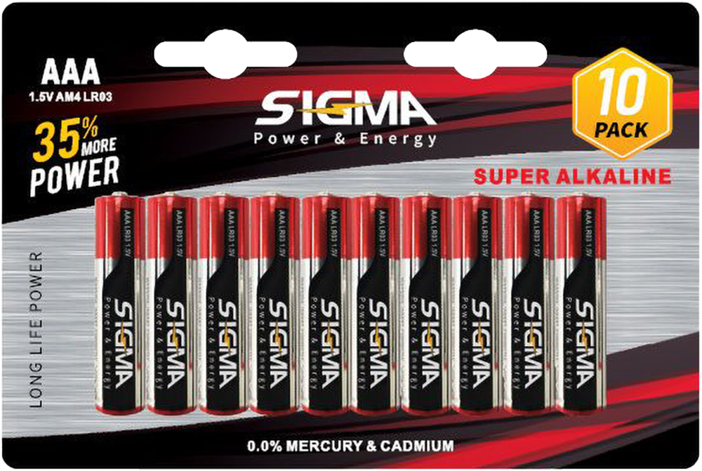מארז 10 סוללות Sigma Super Alkaline AAA LR03