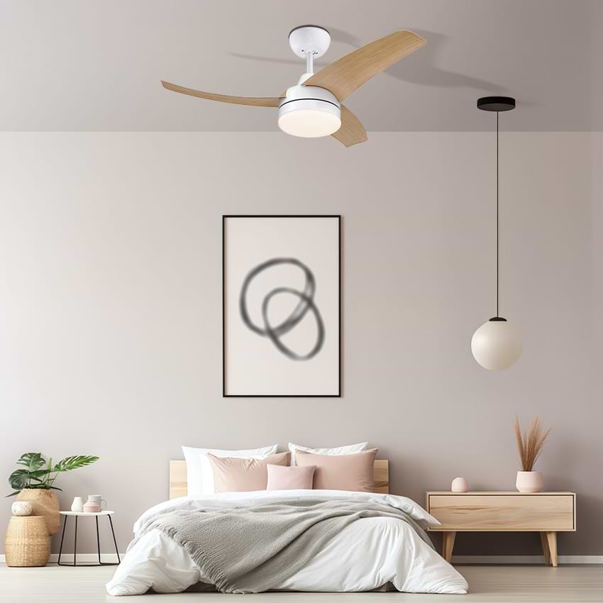 מאוורר תקרה Westinghouse Longwood 28W - כנפיים קוטר 42 צבע לבן בשילוב דמוי אלון שנתיים אחריו ע"י היבואן הרשמי 