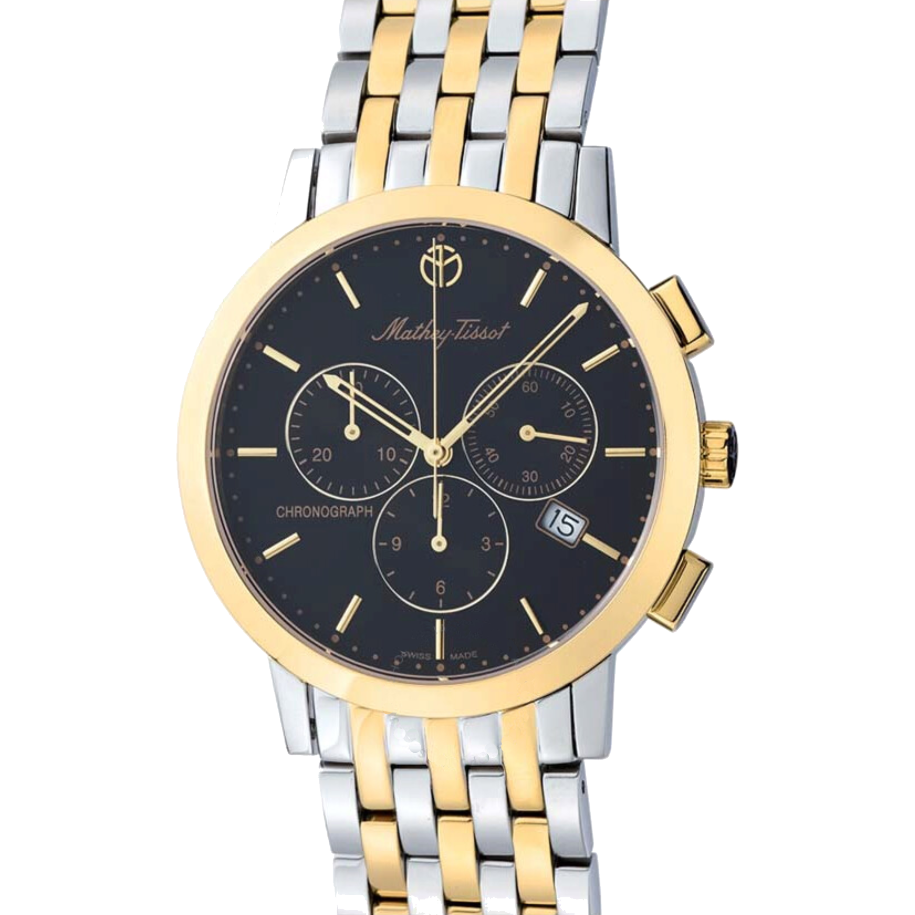 שעון יד לגבר Mathey Tissot H9315CHBN 40mm צבע זהב/כסף/שחור/כרונוגרף - אחריות לשנתיים ע"י היבואן