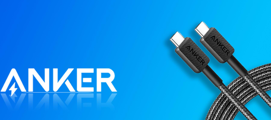 כבל טעינה והעברת נתונים Anker 322 USB-C to USB-C 60W - באורך 1 מטר צבע שחור שנה אחריות ע"י היבואן הרשמי