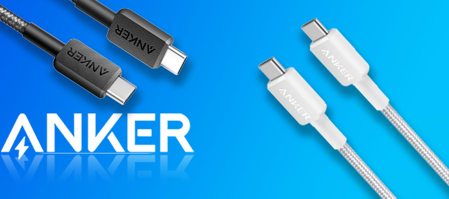  כבל טעינה והעברת נתונים   Anker 322 USB-C to USB-C 60W- אורך 1.8 מטר צבע שחור שנה אחריות ע"י היבואן הרשמי