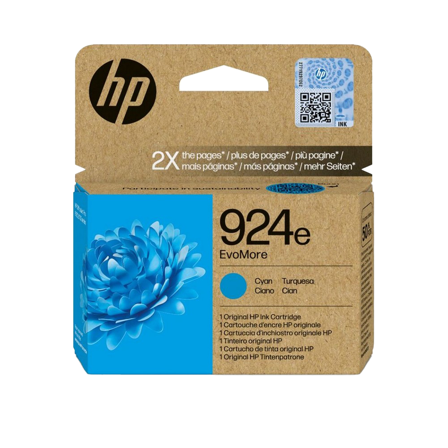 ראש דיו ציאן סדרה 924e XL 4K0U7NE למדפסת דגם HP OfficeJet Pro 8133 All-in-One