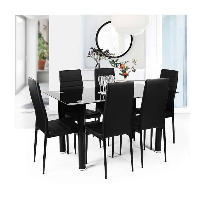 פינת אוכל עם 4 כיסאות דגם וונציה צבע שחור HOMAX