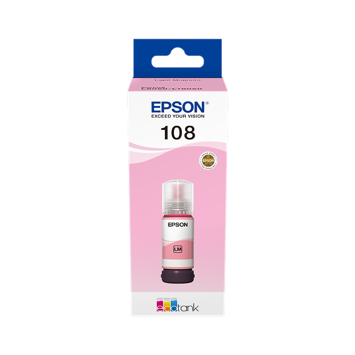 בקבוק דיו מקורי 70 מל Epson EcoTank 108 Light Magente ink bottle - צבע ורוד