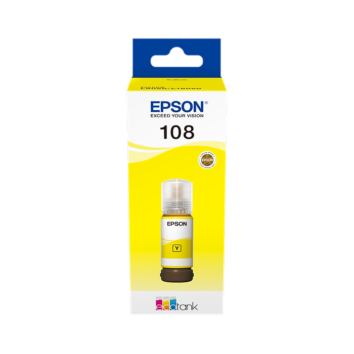 בקבוק דיו מקורי 70 מל Epson EcoTank 108 Yellow ink bottle - צבע צהוב