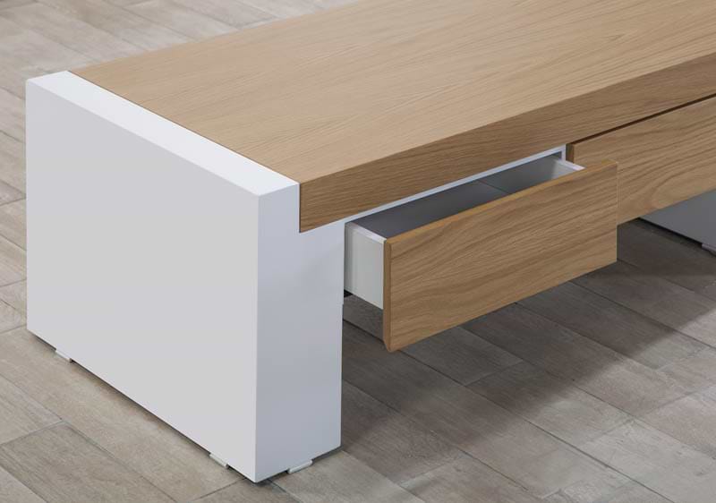 שולחן לסלון הוריזון לבן שילוב עץ LEONARDO לאונרדו