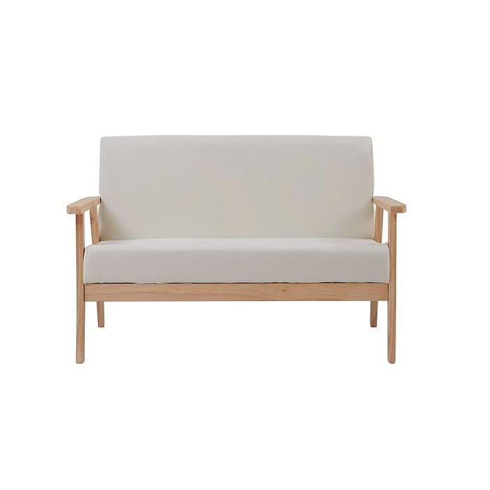 כורסא דו מושבית מעוצבת מעץ מלא צבע שמנת ריפוד בד רחיץ דגם MSH-111-555 מבית ROSSO ITALY 