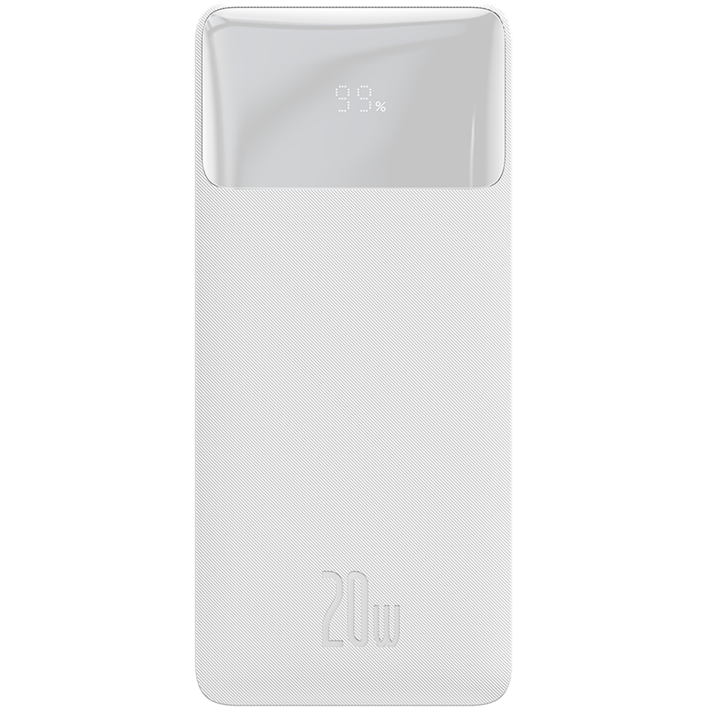 סוללת גיבוי ניידת עם צג דיגיטלי Baseus Bipow 10000mAh 20W - צבע לבן שנה אחריות ע